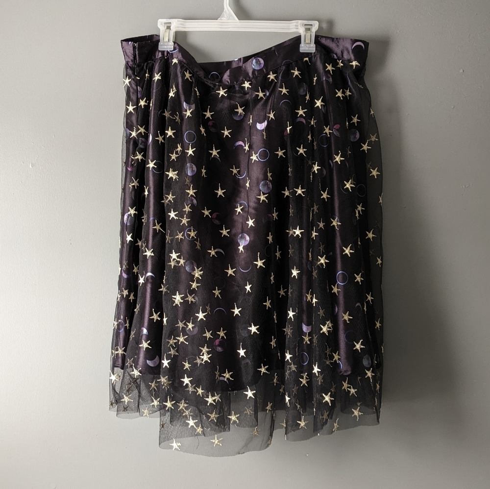 Womens Size 2X Modcloth Celestial Stars/Moon Tulle Overlay Full Skirt